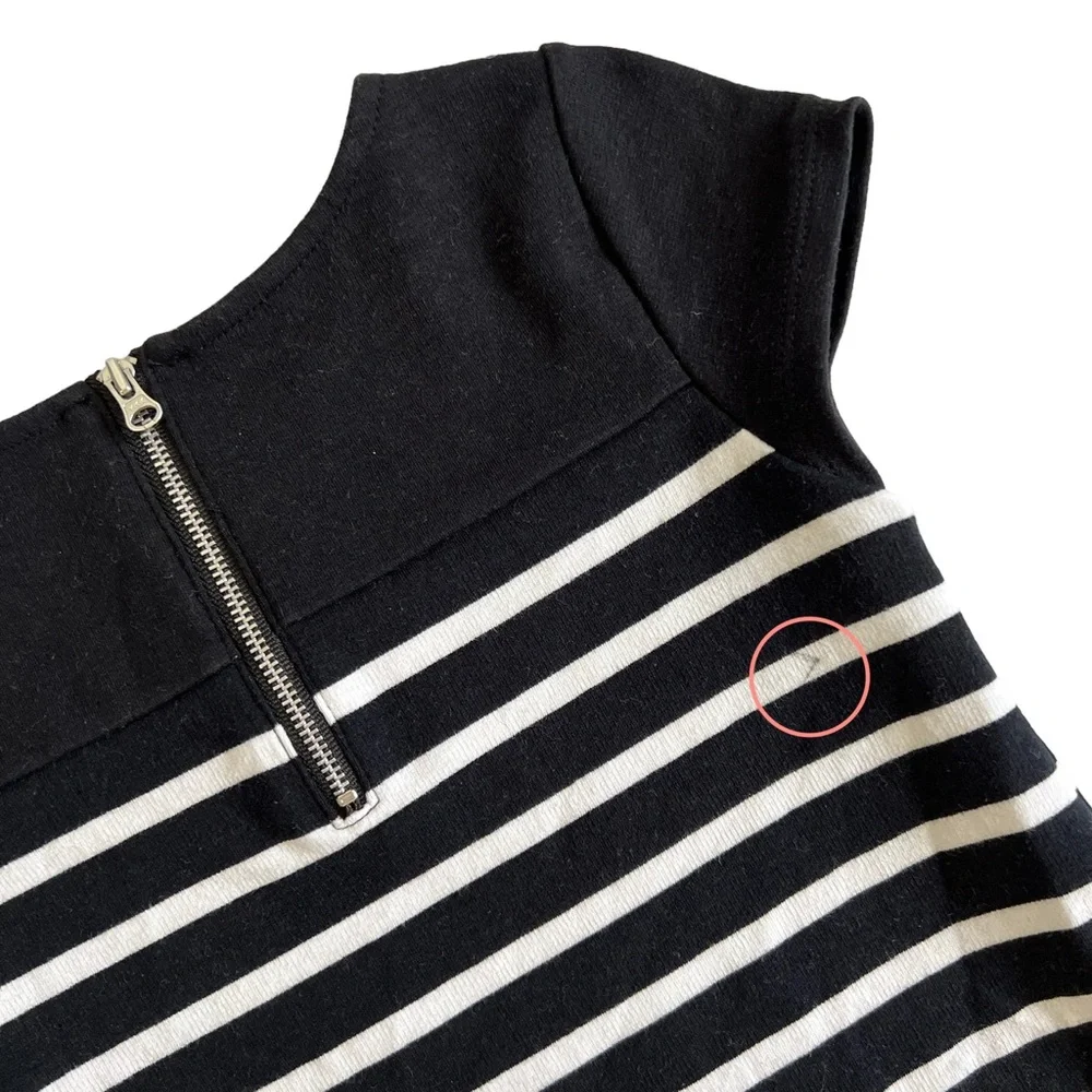 GYMBOREE Kids Black & White Striped Dress Sz 5 Faux Leather Pockets Cap Sleeve
